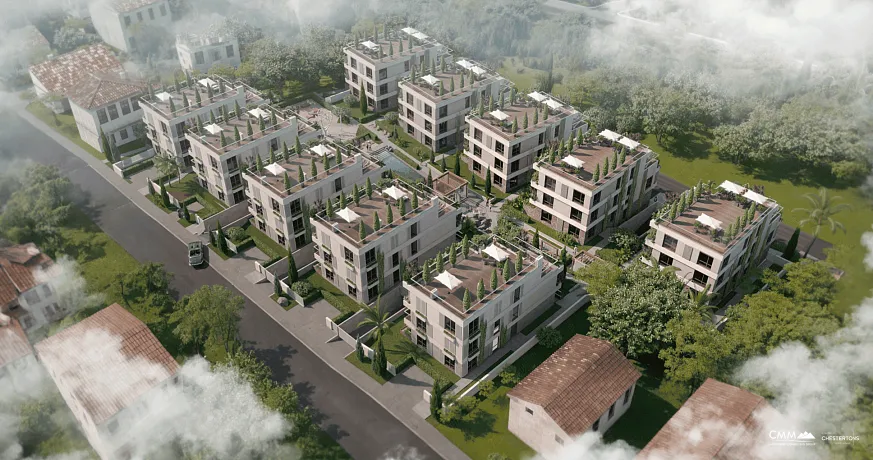 Tivat'ta denize yakın havuzlu yeni lüks kompleks